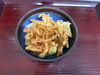 ミニかき揚げ丼です、レジの一品からお選び頂けます。「ミニかき揚げ丼スタート＆LINE友達追加でちくわ天サービス」