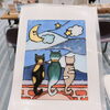 泉州猫祭の作品紹介｜夜空を見上げる3匹の猫ちゃんディンプルアート