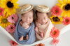 「ひまわりに包まれて♡34days双子ニューボーンフォト」