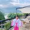 本日の乙姫様は神戸から！寝覚の床テラスで記念撮影
