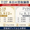 7/27（月）本日のK18・Pt900お買取価格