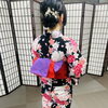 問屋町レンタル着物TUZUMI　花火大会や夏祭りに　黒地の華やか浴衣コーディネート