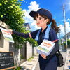 猛暑の日でも一軒一軒。責任を持って“まじめな配布”を続けています