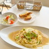 ポムドールのランチ【本日のパスタランチ】爽やかレモンと枝豆のあさりスパ🍋