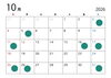 ●=定休日「10月カレンダー🗓️」