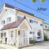 外壁と屋根の塗装工事｜落ち着いたベージュとワインレッドが映える明るくおしゃれな住まいへ