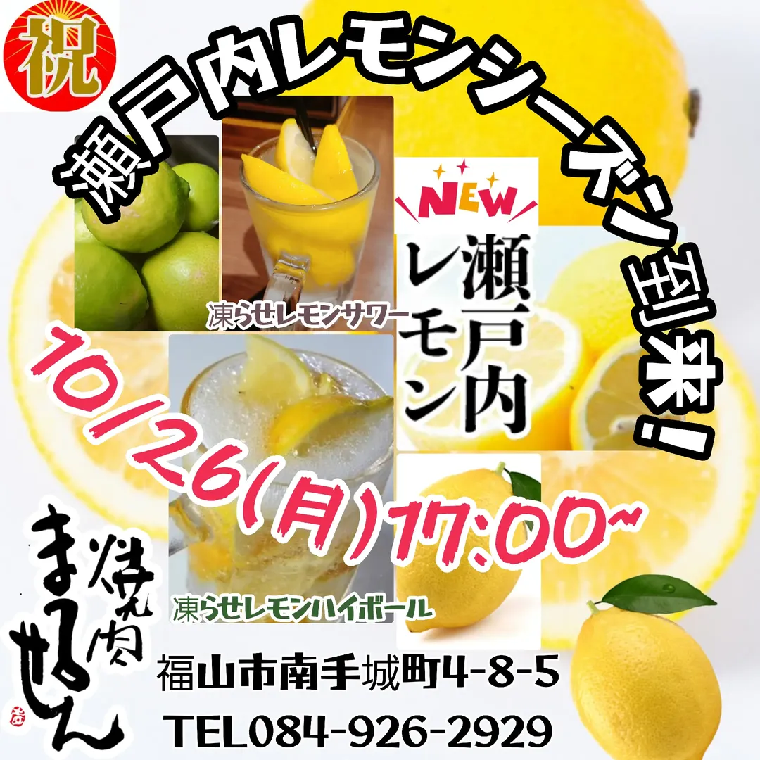 瀬戸田産のレモン🍋当店では、凍らせレモンサワー人気商品です～✨「『瀬戸内レモン』シーズン到来～✴️」