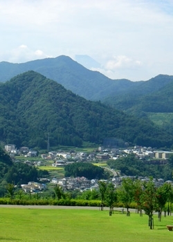 南向きの斜面からは丹沢や富士山といった美しい山々が一望できます