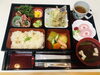 行事食（あさりご飯と天ぷら、桜あんのロールケーキ）「桜の季節（冷たい雨の日ですが）」