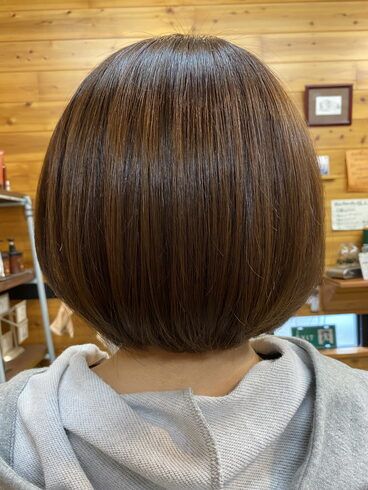 縮毛矯正なのに 簡単お手入れで まん丸ボブ「縮毛矯正」