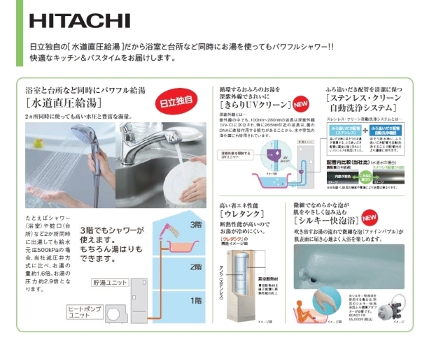 HITACHIエコキュートの特徴「HITACHIエコキュート新商品情報♪♪　〜電化、エコキュート、IHクッキングヒーターのことはエネルギア・ソリューション・アンド・サービス米子営業所へ」