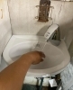 動作確認、手をかざすと水がよく出ます！「自動水栓に取り替え出来ます！　右京区　西京極　水道　ミヅケンジャー」