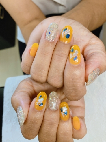 「人気のパパイヤネイル【札幌市南区川沿 ネイルサロン nailsalon  Rubino】」