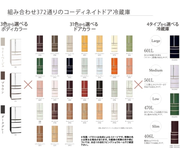 ドアカラーが変えれるPanasonic冷蔵庫「キッチンの色に合わせて、冷蔵庫もコーディネイトしませんか？」