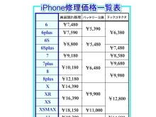 iPhone修理料金表☆壱六屋アピタ金沢文庫店