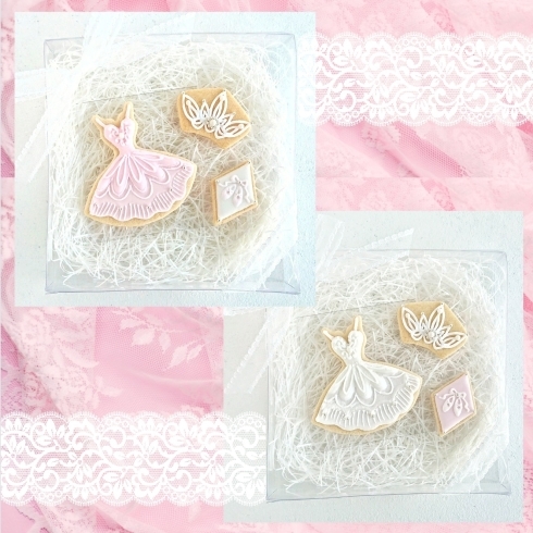 ピンクとホワイトのバレエクッキーセット「バレエの衣装クッキー」
