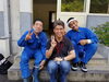 バタバタの取材中にパチリ「西川きよし師匠と石田靖さんが新見に！」