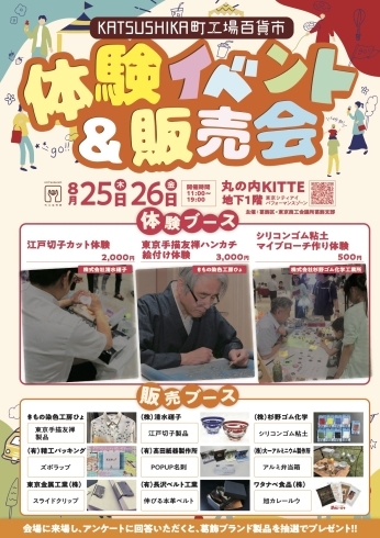 販促会イベントを開催します！「夏休みの自由研究も！？8月25日26日は東京駅KITTE内パフォーマンスエリアで葛飾町工場百貨市開催です！」