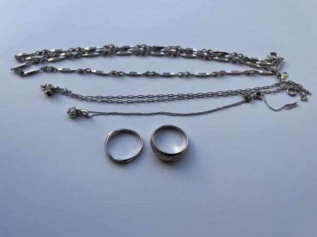 プラチナ　ネックレス　指輪　pt900 pt850「プラチナのネックレス・指輪を買取りしました。［宮崎市　リサイクルショップ　ダイヤ　買取り］」