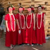 ひゃー、やっと出番終わったあ、のほっこり顔デス！「那珂川市　フラダンス教室　文化祭で踊りました！」