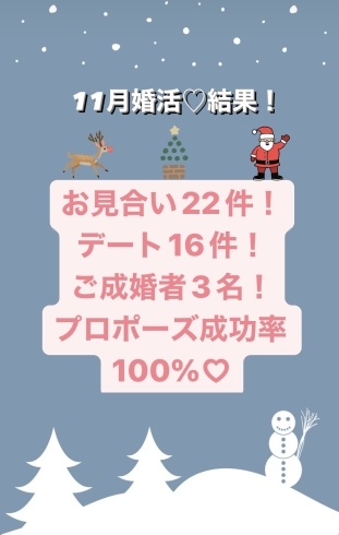 12月もよろしくお願いします！「11月は3名様の♡ご成婚退会！」