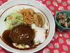 「本日のAランチは　デミソースハンバーグです。」