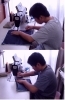 「【あとりえレイです】シューズ入れを制作中です。兄弟で作っていま～す！夏休みの宿題だそうです。」