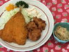 「本日のAランチは　とりからとアジフライです。」