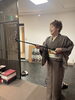 これから自撮りしまーす「問屋町着付け教室　三鼓総合和装学苑　笑いが絶えない着付け教室　半幅で可愛いアレンジしましょ！」