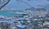今朝の小樽港「Happy New Year Otaru!」