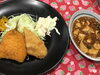 「本日のAランチは　麻婆豆腐とフライミックスです。」