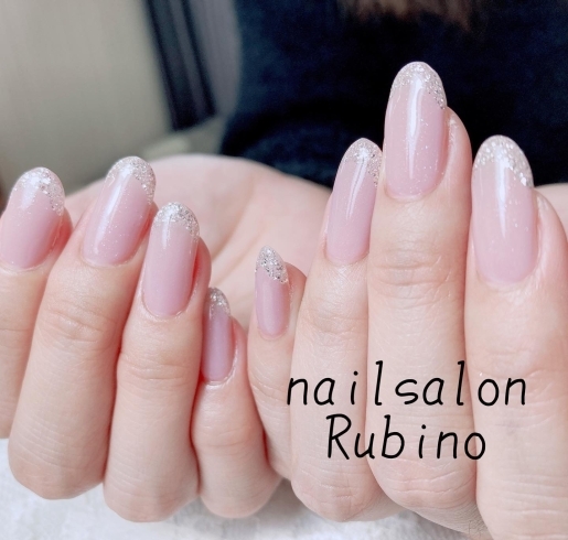 「ラメフレンチ【札幌市南区川沿 ネイルサロン nailsalon Rubino】」