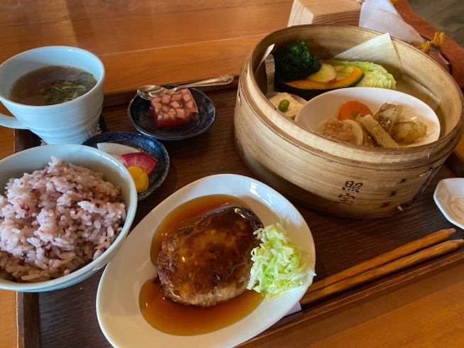 「ひなたん定食 ベジハンバーグとせいろ蒸し野菜」