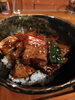 分厚い豚串を丼にしてと注文「臨時休業のお知らせ」