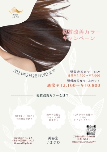 髪質改善カラーキャンペーン「【2月限定】髪質改善カラーキャンペーン《艶髪･ハリコシアップ》」