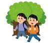 森の中を歩く人のイラスト「歩くのが楽しい」