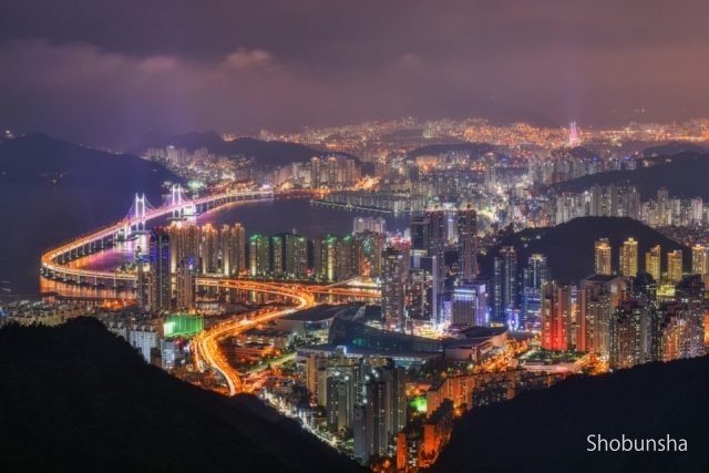 釜山（プサン）の夜景「韓国のこんな街　ご紹介／大府市の韓国語教室※東海市・刈谷市・東浦町・緑区・知多市から通っている生徒もいます。」