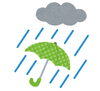 雨と傘のイラスト「今日は雨の予報ですね。」