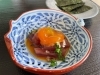 初カツオユッケ風　温玉添え「8000円コースのお料理をご紹介します（後編）」