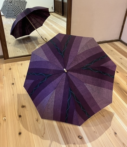 紬の着物からの日傘です「お母様の着物を日傘に♪」