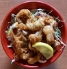 「明日の日替り弁当はゲソ唐揚げ丼」