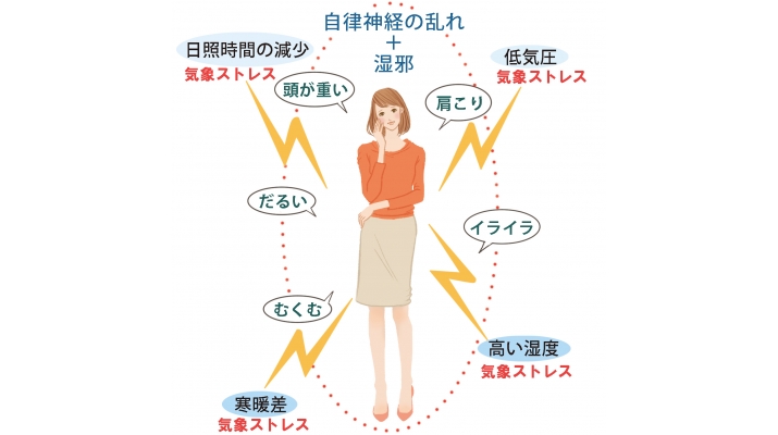 梅雨の不調、気象ストレス( TДT)「梅雨は、1年で最も気象ストレスを受けやすい時期 リンパドレナージュで巡りを良くしてスッキリしませんか? デトックス、浮腫解消、疲労回復、代謝促進、肩こり、首コリ、頭痛、腰痛」