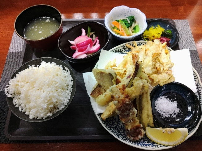 天ぷら盛り合わせです。「秋田の天然タイ入荷‼️【鳥夜ゆうこ、京都市南区、居酒屋、ランチ、地鶏、お刺身 】」