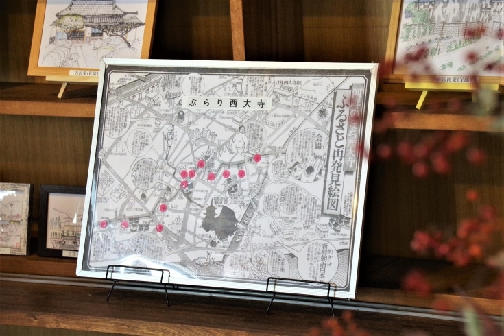 西川に架かる橋のマップもご用意「「石原　孝　鉛筆画展」〜ぶらり西大寺〜」