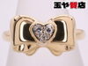 「ポンテヴェキオ 美品 PonteVecchio ダイヤ0.02ct ハート リボンリング 8号 750 18KYG  販売中！ 玉や質店 千葉 市川市 本八幡」