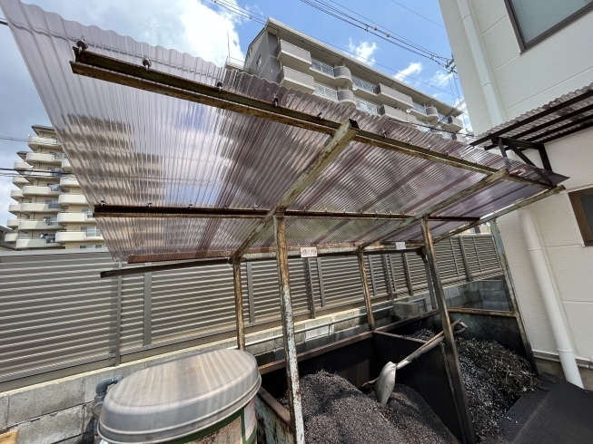 ポリカ波板張り替え工事　完成写真「右京区の工場でポリカ波板の張り替え工事」