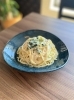 ほうれん草とサーモンのクリームパスタ「期間限定メニュー『ほうれん草とサーモンのクリームパスタ』」