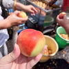 試食の桃いただきました！「「草間もも直売まつり」へ行ってきました！」