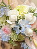 パステルカラーの花束「夏のお花を束ねたブーケや、アレンジメント。。。とても爽やかで元気になります！」
