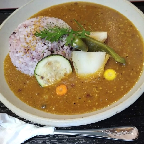 畑の採れたて夏野菜たっぷりの『発酵カレー』「甘酒のかき氷に甘酒入りスムージー♪　【酒粕・発酵・無農薬野菜メニューなら笠間茶屋】」